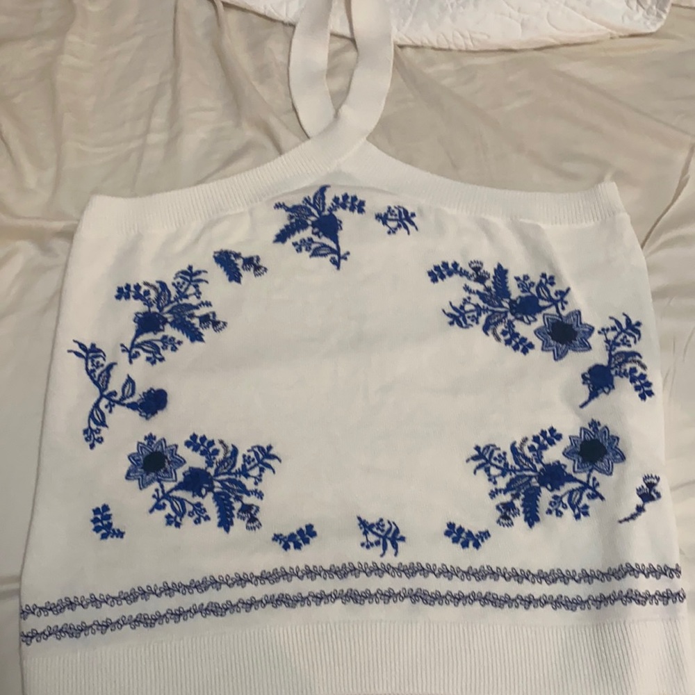 Floral Embroidered Sweater Halter Top  LOFT plus